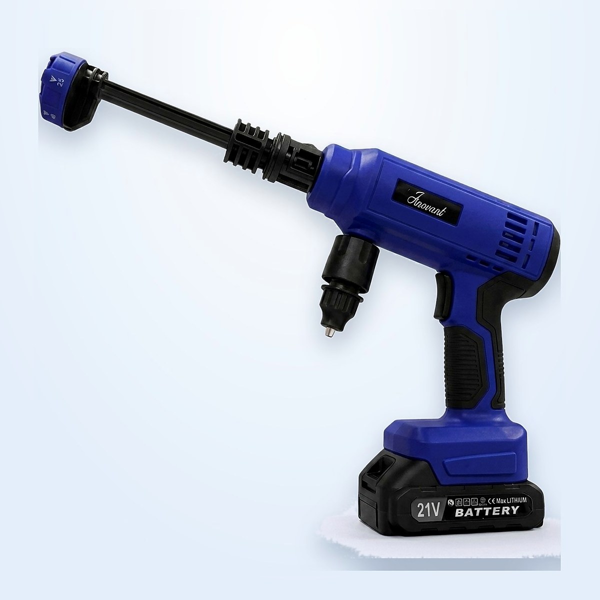 Close-up of the HydroBlast Pro washer body with its 21V slide-in battery